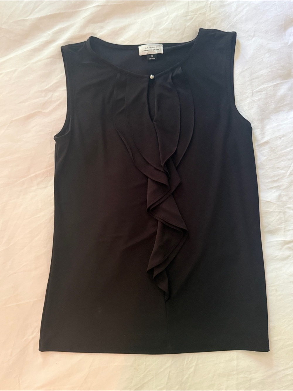 Tahari Keyhole Ruffle Tank - Picture 2 of 6